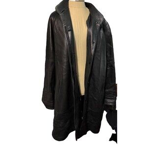 Knoles & Carter Italian Lambskin Leather Coat Black Removable Lining Small